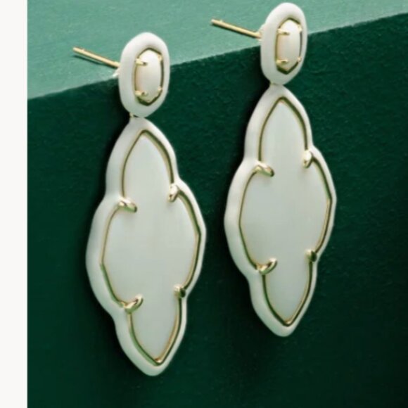 NWT IN BOX new Kendra Scott earrings Abbie Gold Enamel Frame Statement Earrings - Picture 2 of 2